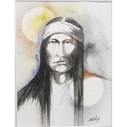 1991 Original Watercolor Native American
