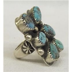 Navajo Sterling Morenci Turquoise Ring - Hicks