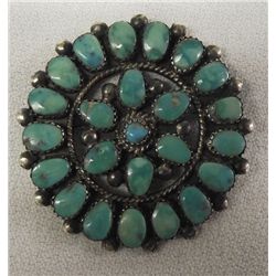 Navajo Sterling Turquoise Cluster Pin- Gallagher