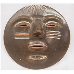 Rare Santa Clara Painted Pottery Face Plaque
