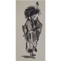 Native American Original Charcoal Painting