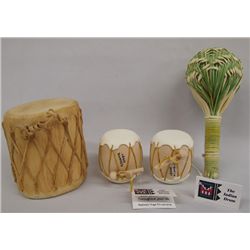 Hopi Miniature Drums &  Basket Rattle