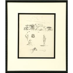 Olaf Wieghorst, pen and ink