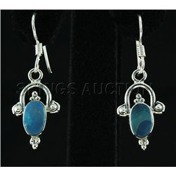 Opal Doublet 12.15ctw Cute Design .925 Hook Earring