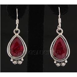 RUBY CORRUNDUM 33.83CTW SILVER HOOK EARRING