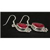 Image 2 : RUBY CORRUNDUM 33.83CTW SILVER HOOK EARRING