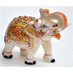 Marble UpTrunk Elephant w/ Gold Plated Design 4in.x5in.