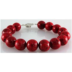 197.54ctw Philippine Red Coral Stone Round Bracelet