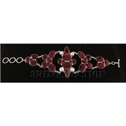 RUBY CORRUNDUM 74.40GRAMS FASHION SILVER BRACELET