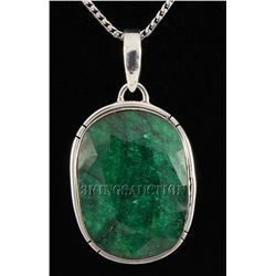 EMERALD BERYL 67.26CTW STERLING SILVER PENDANT