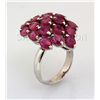 Image 1 : 33.78CTW Pink Ruby Cluster Design Silver Ring