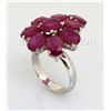 Image 1 : Beautiful 34.13CTW Flower Pink Ruby Silver Ring