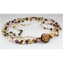 148.00CTW Multi Color Thread Freshwater Pearl Necklace