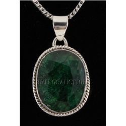 EMERALD BERYL 37.15CTW STERLING SILVER PENDANT