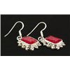 Image 2 : RUBY CORRUNDUM 34.82CTW SILVER HOOK EARRING