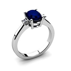 Sapphire 1.55 ctw Diamond Ring 14kt White Gold