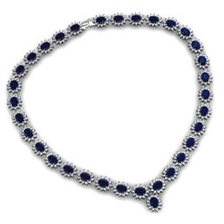 Sapphire 58.80 ctw Diamond Necklace 14kt White Gold