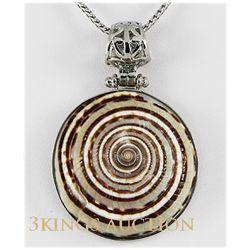 Natural 73.75ctw Mother of Pearl Sea Shell Silver Penda