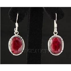 RUBY CORRUNDUM 23.71CTW SILVER HOOK EARRING