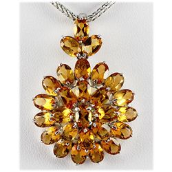 Citrine 22.95 ctw Flower Design Pendant 0.925 Silver