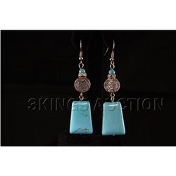 59.77ctw Elegant Dangling Turquoise Silver Earring