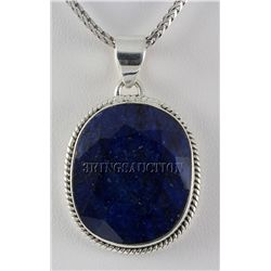 SAPPHIRE CORRUNDUM 51.41CTW SILVER PENDANT