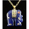 Image 1 : 25.66CTW PURPLE BLUE JADE ELEPHANT GOLD PLATED PENDANT