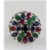 Image 2 : 37.00CTW Multi-color Precious Stone Silver Ring