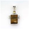 Image 1 : 33.ctw Tiger Eye Yellow Gemstone Silver Pendant