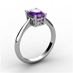 Amethyst 0.85 ctw Ring 14kt White Gold