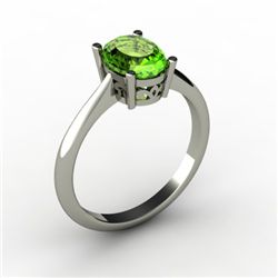 Peridot 1.35 ctw Ring 14kt White Gold