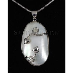 Natural 46.79ctw White Mother Of Pearl Silver Pendant