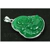 Image 2 : NATURAL 32.01CTW JADE BUDDHA SILVER PLATED PENDANT