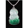 Image 1 : NATURAL 39.50CTW JADE BUDDHA SILVER PLATED PENDANT