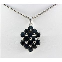 Cluster Sapphire 19.75CTW Sterling Silver Pendant