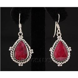 RUBY CORRUNDUM 33.05CTW SILVER HOOK EARRING
