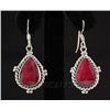 Image 1 : RUBY CORRUNDUM 33.05CTW SILVER HOOK EARRING