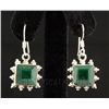 Image 1 : EMERALD BERYL 30.48CTW SILVER HOOK EARRING