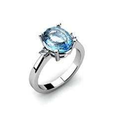 Aqua Marine 2.25ctw Diamond Ring 14kt White Gold