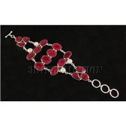 RUBY CORRUNDUM 59.90GRAMS FASHION SILVER BRACELET