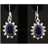 Image 1 : SAPPHIRE CORRUNDUM 34.71CTW SILVER HOOK EARRING