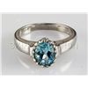 Image 1 : Simple 18.30CTW Oval Blue Zircon Silver Ring