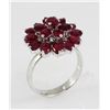 Image 1 : 23.49CTW Ruby Flower Design Silver Ring