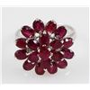 Image 2 : 23.49CTW Ruby Flower Design Silver Ring