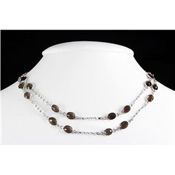 Smokey Quartz 40.00CT SilverSwivel LinkChain Necklace 1