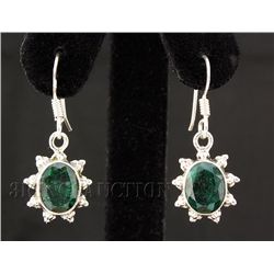 EMERALD BERYL 20.02CTW MINI SILVER HOOK EARRING