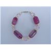 Image 1 : 200CTW PURPLE CARNILLIAN AND PEARL BRACELET****8-INCH**
