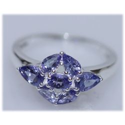 14.45 CTW TANZANITE RING .925 STERLING SILVER