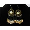 Image 1 : ANCIENT WHITE SHELL CHAINED DANGLING EARRINGS; METAL; S