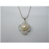 Image 1 : PEACH PEARL WITH 8 CZ PENDANT SILVER NECKLACE; METAL: S